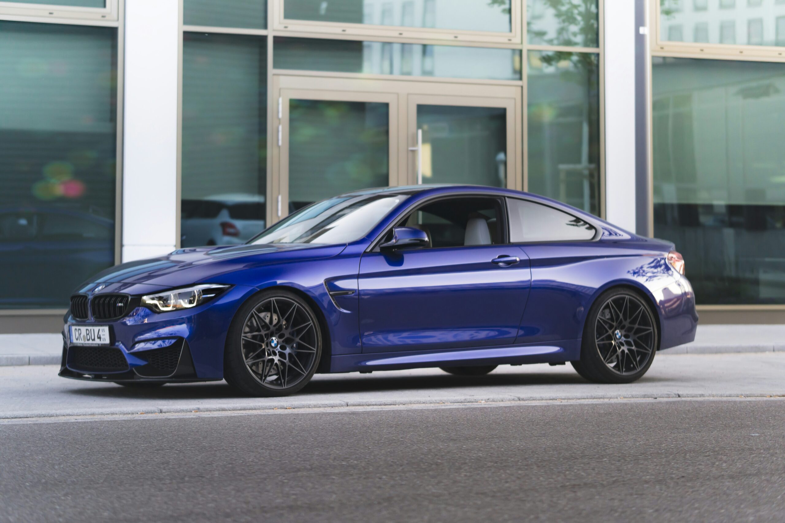 Blue bmw sedan